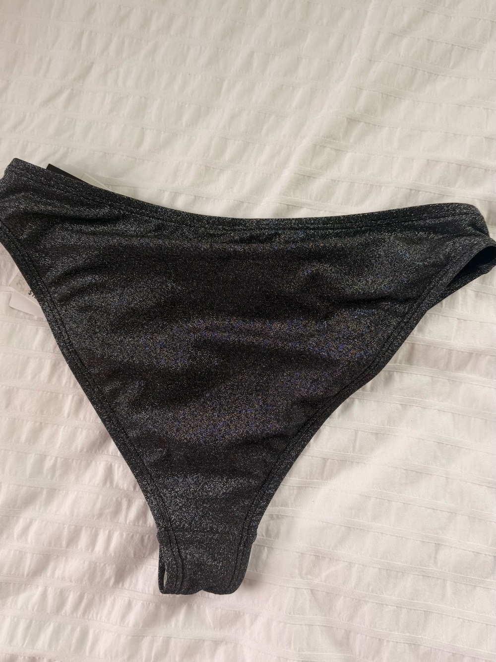 Salt + Cove Shimmer Metallic High Cut Bikini Bottoms Size XS Black Swimwear NWT - Picture 3 of 4
